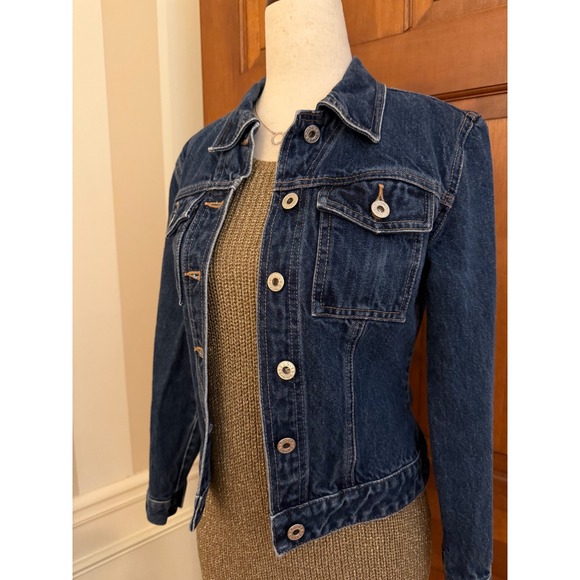 Guess Jackets & Blazers - GUESS Jeans Cropped Denim Jacket Womens Small Dark Wash Motorcycle Trucker Y2K